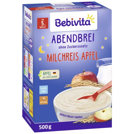 Abendbrei Milchreis Apfel ab 5.Monat 500G Abendbrei Milchreis Apfel Ab 5.Monat 500G -Geschäft Für Pflegebedarf bebivita abendbrei milchreis apfel ab 5monat 500g