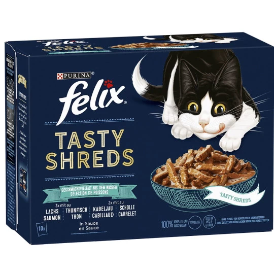 Tasty Shreds Geschmacksvielfalt aus dem Wasser 10x80G Felix Tasty Shreds Geschmacksvielfalt Aus Dem Wasser 10x80G -Geschäft Für Pflegebedarf